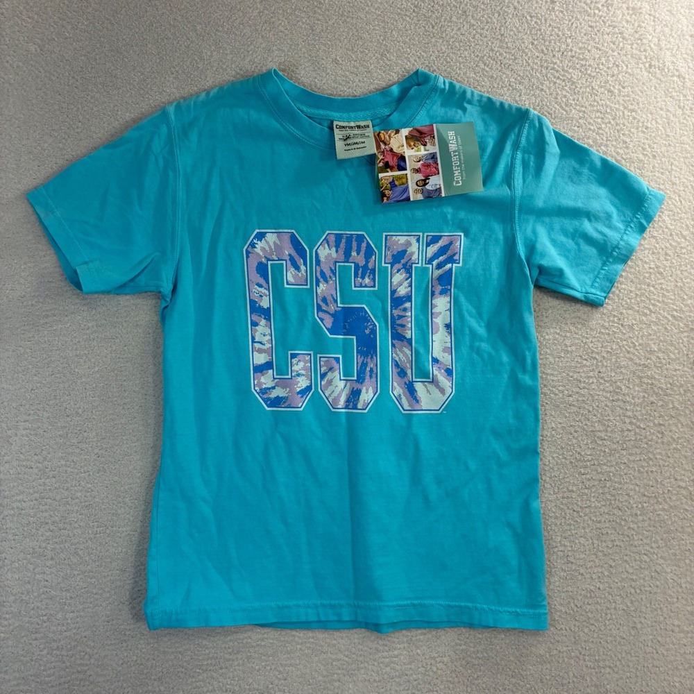 Colorado State University T Shirt Kids M Blue CSU Cotton Tie Dye Collegiate NWT